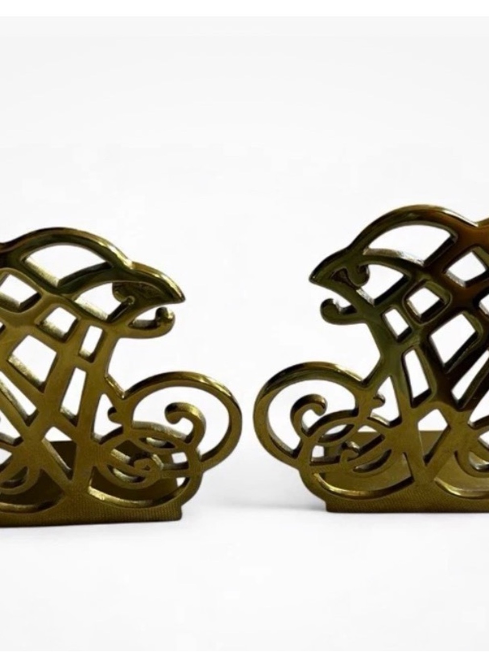 Sedgefield by Adams solid Brass Thomas Jefferson monogram bookends- Williamsburg